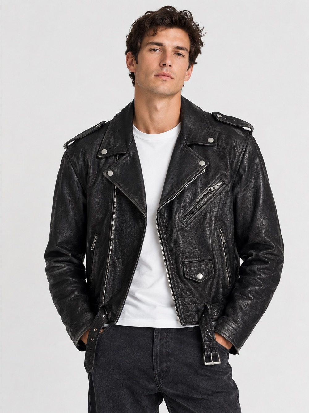 Vintage Wilsons Leather Moto Jacket Black Unisex
